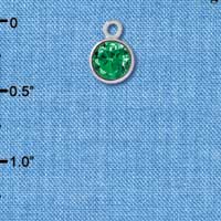 C2639 - CZ Round Pendant - Emerald - 6mm - Silver Charm